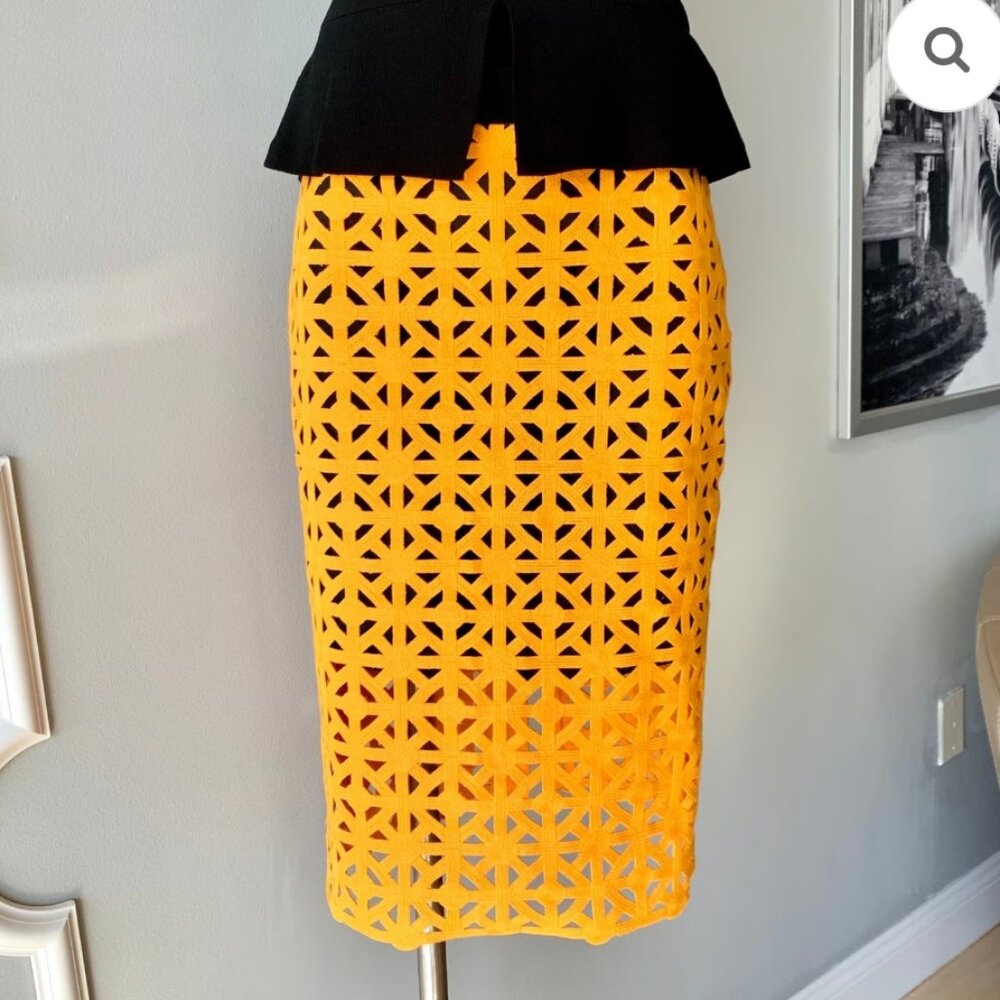 MSGM Geometric Macramé Midi Pencil Skirt